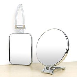 Mirrors Silver Makeup Mirror Double Side Folding UV Plating Desktop Standing Vanity Dressing Table Countertop Bathroom Decoration