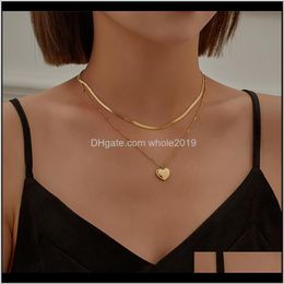 & Pendants Drop Delivery 2021 Fashion Multilayer Dainty Tiny Heart Shaped Pendant Necklaces For Women Jewelry Choker Necklace Collares 5Owap