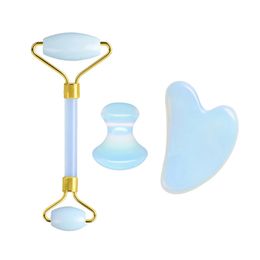 Opal Facial Roller Gua Sha Scraper Face Care Massager Tool Sets Natural Crystal Stone Guasha Massage Neck Eye Body Anti-aging Wrinkle Beauty