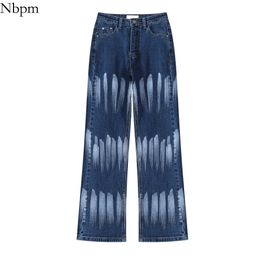 Fashion Panelled Loose Bottom Boyfriend Style Baggy Jeans Woman High Waist Wide Leg Jeans Girls Streetwear Pants Denim 210529