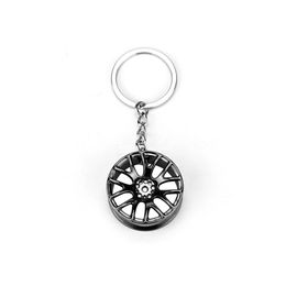 Dropshipping Fashion Metal Carriage Wheel Key Chain Ring Stylish Car Keychain Gold Black Pendant Creative Gift Jewelry Wholesale