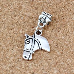 50pcs/lot Antiqued Silver Horse Head Charms Dangles BeadsFor Jewellery Making Bracelet Necklace Findings 15.5x33.5mm