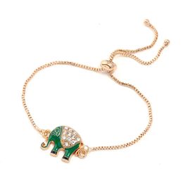 S2559 Fashion Jewelry Retro Adjustable Bracelet Cartoon Drop Glaze Elephant Pendant Bracelets