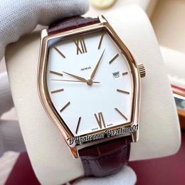 Malte 82131 A21J Automatic Mens Watch 42mm Rose Gold White Dial Stick Roman Markers Brown Leather Strap Sports Watches 5 Styles Puretime01 E131B2