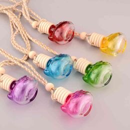 10pcs Car Hanging Air Freshener Empty Glass Bottle Perfume Rearview Mirror Ornament Car-styling Essential Oils Fragrance