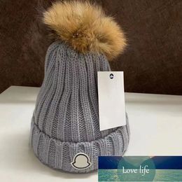 Black Grey White Pink Red New Fashion Women Ladies Warm Winter Beanie Large Faux Fur Pom Poms Bobble Hat Knitted Ski Cap Factory p239S