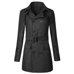 Allthemen Abrigo Largo de Invierno para Hombre Gabardina de Lana Casual Slim Fit Chaqueta Elegant Outerwear Color Sólido