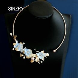 SINZRY unique handmade preserved flower natural pearl creative necklace band fashion original jewelry