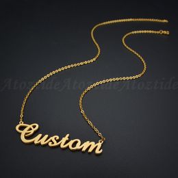 Personalisierte modische Edelstahl-Namenskette, personalisierter Buchstabe, Gold-Halskette, Anhänger, Namensschild, Geschenk