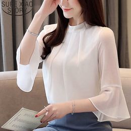 Women blouses women tops blusas elegante women Half Flare Sleeve shirt chiffon blouse white blouse shirts harajuku 3747 50 210527