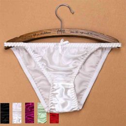 Quality Pure Silk Pantie 100% Silk Briefs Low-waist Lingerie T Thongs M/L/XL/XXL 210730