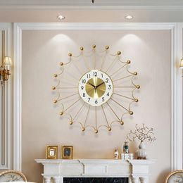 Nordic light luxury metal living room bedroom clocks Chinese study clock 24 inch creative wall decor 210414