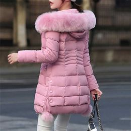 Faux Fur Parkas Women Winter Down Cotton Jacket Thick Snow Wear Coat Lady Clothing Female Jackets 211018