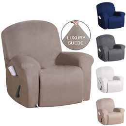 Suede Recliner Sofa Chair Cover All-inclusive Couch s ElasticArmchair Slipcover Massage Furniture Protector 211116