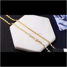 Цепи 2 мм моды роскошные женские ювелирные изделия 18K Золотые ожерелье цепь 925 Sier Lated Chain