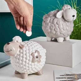 Home Furnishings Statue Miniature Crafts Holiday Gifts Easter Figurine Filled Sheep Small Ornaments Creative Ins Bedroom Desktop 210811