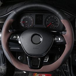 New steering wheel cover Black Leather Suede DIY hand sewn for Volkswagen VN Golf 7 Mk7 new Polo Jetta Passat B8