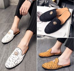 Men pu Leather Dress Shoes Brogue Spring Sandals Vintage Classic Male Casual summer slippers Shoe