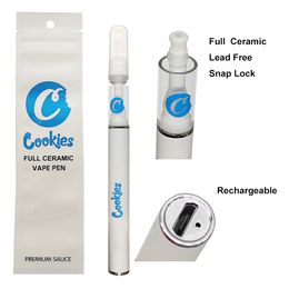 -Cookies Einweg-Vape-Stift E-Zigaretten-Kits voller keramischer Patronen wiederaufladbare 290mAh-Batterie 0,5ml Leerer Verdampferverpackung Retail-Tasche kein Verstopfung