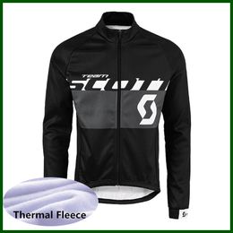 Pro Team SCOTT Cycling Jersey Mens Winter Thermal Fleece Long Sleeve Mountain Bike Shirt Road Bicycle Tops Warmer Racing Clothing Outdoor Sportswear Y21050641