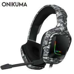 ONIKUMA K20 Wired Game Headphones With Microphone RGB Light Gaming Headsets Noise Cancelling Earphones For PS4 Xbox One Headset Gamer