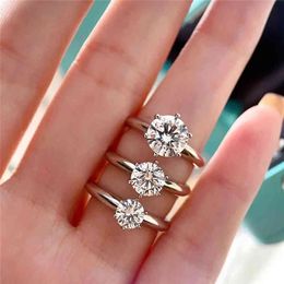 100% pure silver S925 classic female Mossan diamond shiny ring, give girlfriend engagement gift, fashionable