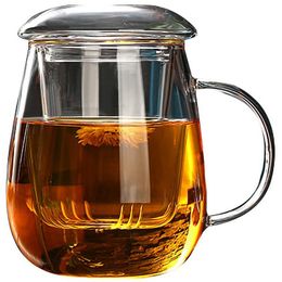 china beer mug Canada - Wine Glasses Tea Mug With Lid Filter Coffee Cups Set Mugs Beer Drink Office Transparent Drinkware Glass Cup Chinese Style