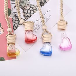 Colorful Heart-shaped Car Perfume Bottle Rearview Ornament Empty Hanging Diffuser Bottles 5ml For Essential Oils Fragrance