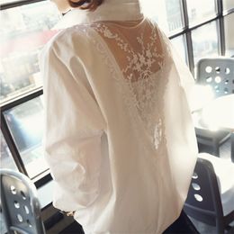 OL women blouse shirt fashion long sleeve V-neck tops white hollow out 5XL plus size women's clothing blusas D95 30 210417