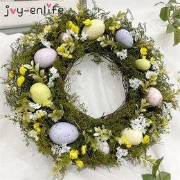 with Eggs Happy Decoration for Home Door Decor Hanging Wreath Easter Party Gifts 210408