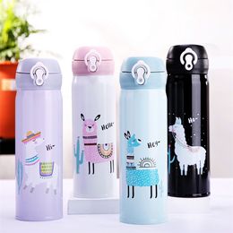 500mlml RaccoonThermos Mug Portable Cute Insulated Cup Stainless Steel Vacuum Flask Thermal Bottle Tumbler Thermocup 210907