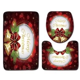 Christmas Decorations Navidad 3pcs Decoration Novelty Festive Toilet Seat Cover, Tank & Rug Bathroom Set (santa Claus)