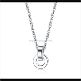 Necklaces & Pendants Jewellery Drop Delivery 2021 Pendant Titanium Steel Double Ring Roman Elegant Personality Fashion Simple Clavicle Chain Ne