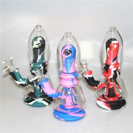 7.8 Inch Silicone Bongs Water Pipes Dry Herb Wax Dab Dabber Rigs 7 Colours Silicon Glass Bong Oil Rig hand Pipe Colourful