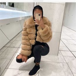 Women's Top Quality Fur Jackets Winter Thick Short Coat Luxury Fluffy Overcoat Full Sleeve Soft Warm 211220
