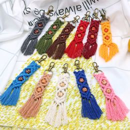 Macrame Tassel Keychain For Women Boho Key Chains Key Rings Handmade Fringe Bag Charm Jewellery Gift for Friends Accessories