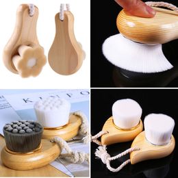 Facial Bamboo Wood Handle Cleansing Brush Beauty Tools Soft Fibre Hair Manual Brush Face Brushes Skin Care Wooden Handheld Washing Bristle Cleaning for Deep Pore