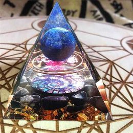 Tiger Eye Crystal Sphere & Obsidian Quartz Orgone Pyramid 60MM Reiki Energy Healing Chakra Meditation 211108