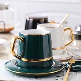 European Style Coffee Mug Luxury Simple Dessert Ceramic Coffe Cup And Dish Home Afternoon Espresso Tea Cups Set Drinkware