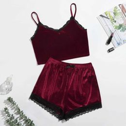 Two Pieces Pyjamas for Women Summer Solid Colour Sleepwear Sexy Pyjamas Set Tank Top Shorts Nightwear Women Sexy Nighties Q0706