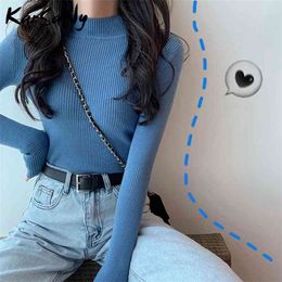 Autumn Women Sweaters And Pullovers Turtleneck Slim Women's Jumper White Knitted Tops Winter Ladies Sweater Woman Korean 210922