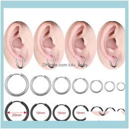 Jewelry2Pcs Black Sier 316L Stainless Steel Round Hoop Earrings Korean Cute Thick Circle Ear Punk Jewelry & Hie Drop Delivery 2021 Wgnsn