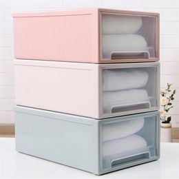 Drawer Type Plastic Clothes Storage Box Transparent Underwear Socks Bra Makeup Organiser 211102