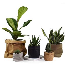 Storage Bags Flower Pots Mini Succulents Planter Pot Washable Kraft Paper Flowerpot Creative Desktop Reuseable Multifunction Home Bag