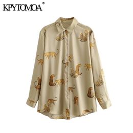 Women Fashion Office Wear Leopard Print Blouses Long Sleeve Animal Pattern Female Shirts Blusas Chic Tops 210420