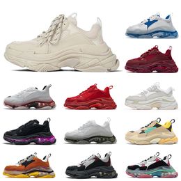 Paris Plataforma 17FW Triple S Designers Casual Sapatos Casuais Bege Sapatilhas Do Vintage Clear Sola Triple-S Luxurys Leafrais Lazer Mocassins Old Dad Treingers Outdoor tamanho 36-45