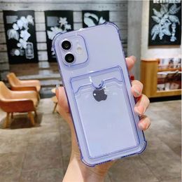 Solid Colour Protective Shockproof TPU Cover Case Cell Phone Cases Anti-drop Design for iPhone 11Pro 12 Mini 12Pro Put Your Cards