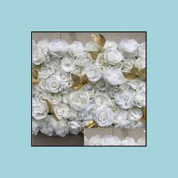 Decorative Flowers Wreaths Festive Party Supplies Home & Gardenwhite Gold 3D Wall Panel Flower Runner Artificial Silk Rose Peony Wedding Bac