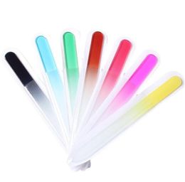 2021 Glass Nail Files Crystal File Nail Buffer Nail Care With Black Velvet Sleeve 3.5" /9CM Colourful