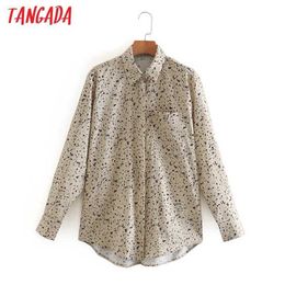Tangada Women Retro Leopard Print Tops Blouse Long Sleeve Chic Female Casual Shirt Blusas Femininas XN88 210609